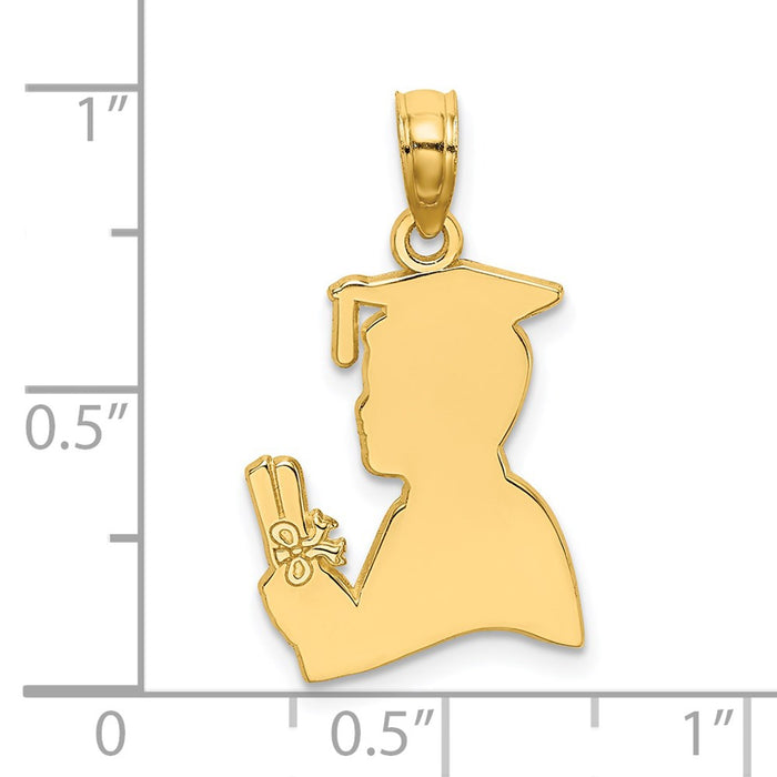 Million Charms 14K Yellow Gold Themed Polished Male Graduation Profile Charm