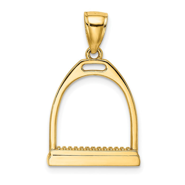 Million Charms 14K Yellow Gold Themed 3-D & Polished Large Horse Stirrup Charm