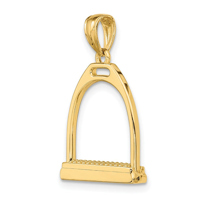Million Charms 14K Yellow Gold Themed 3-D & Polished Large Horse Stirrup Charm