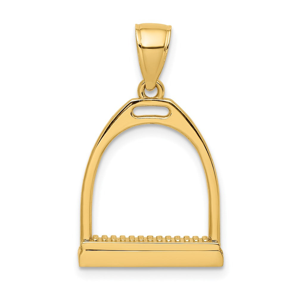 Million Charms 14K Yellow Gold Themed 3-D & Polished Large Horse Stirrup Charm
