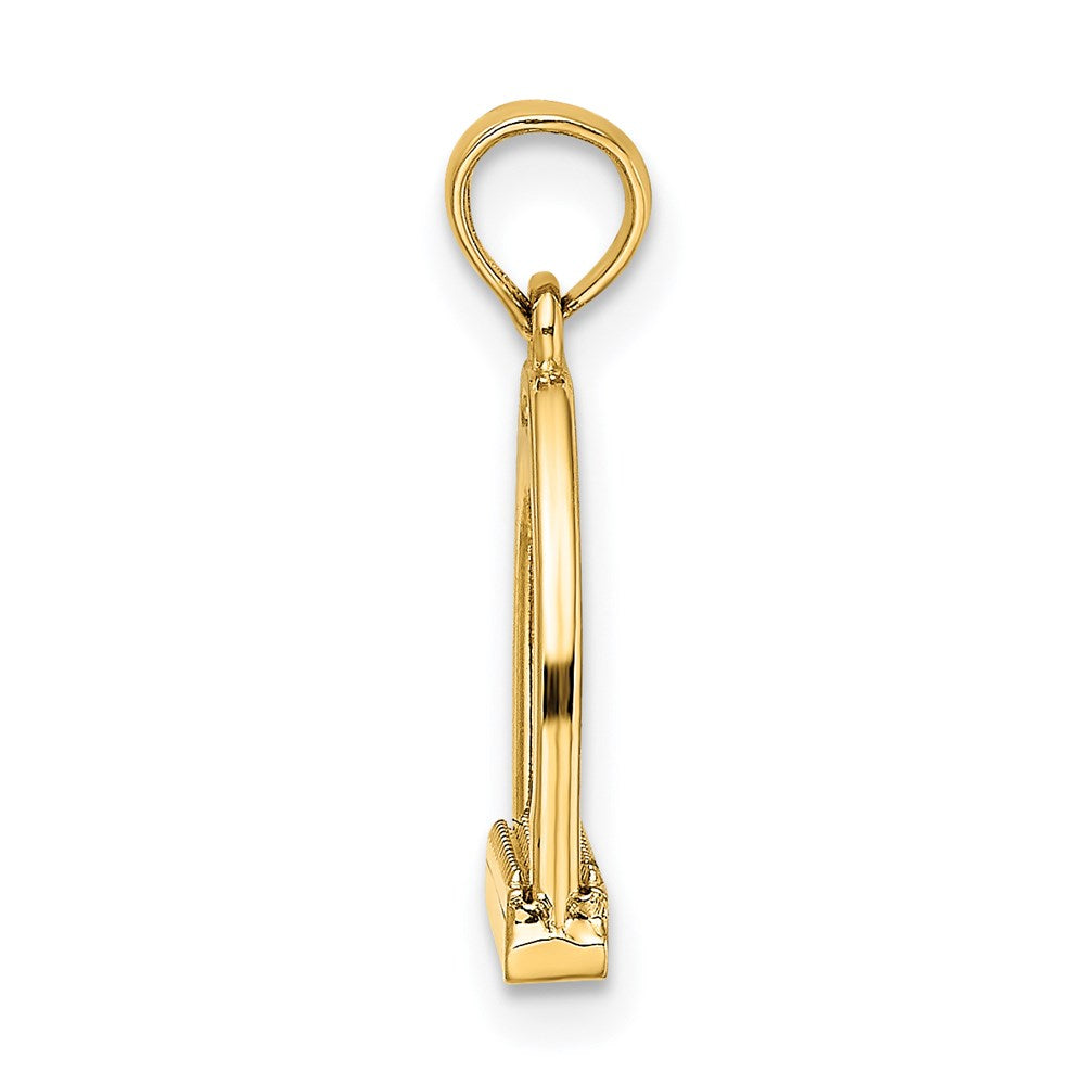Million Charms 14K Yellow Gold Themed 3-D Polish Small Horse Stirrup Charm