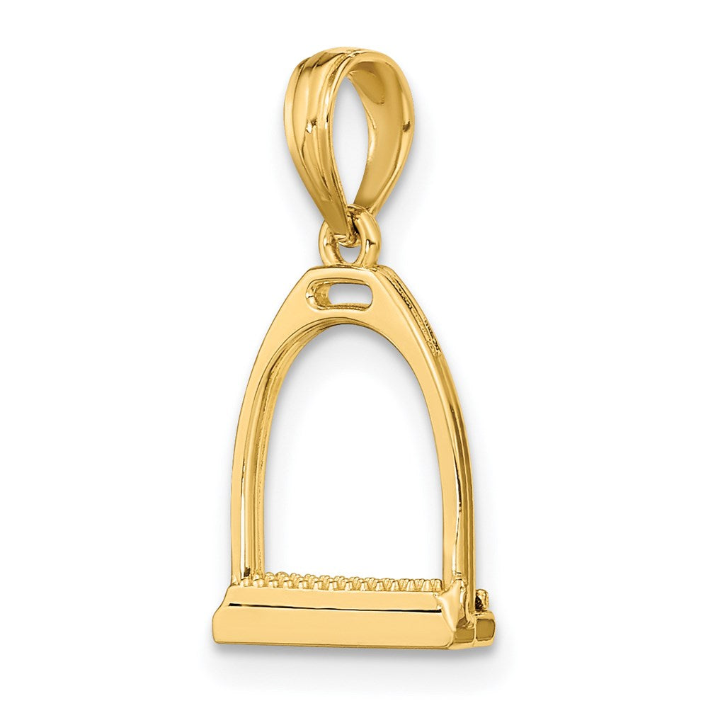Million Charms 14K Yellow Gold Themed 3-D Polish Small Horse Stirrup Charm