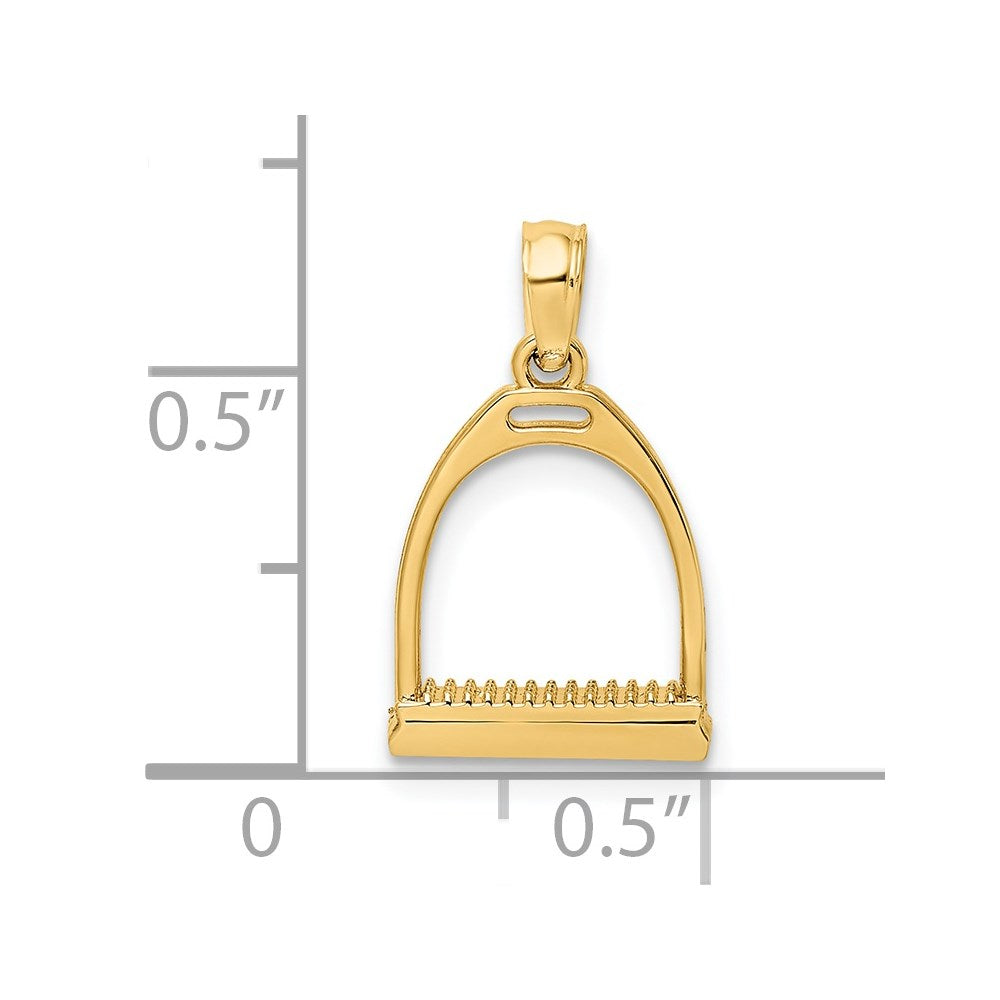Million Charms 14K Yellow Gold Themed 3-D Polish Small Horse Stirrup Charm
