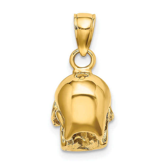 Million Charms 14K Yellow Gold Themed 3-D Skull Charm / Hp