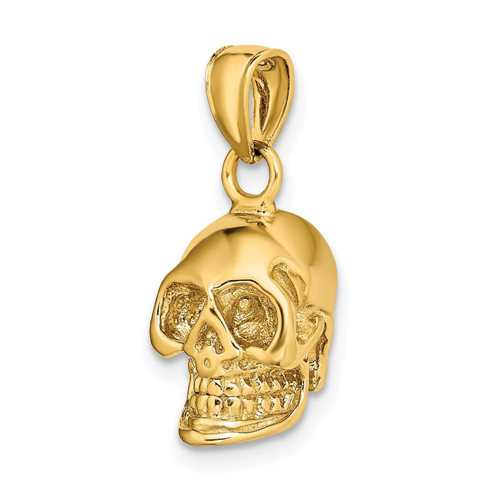 Million Charms 14K Yellow Gold Themed 3-D Skull Charm / Hp