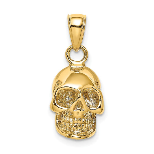 Million Charms 14K Yellow Gold Themed 3-D Skull Charm / Hp
