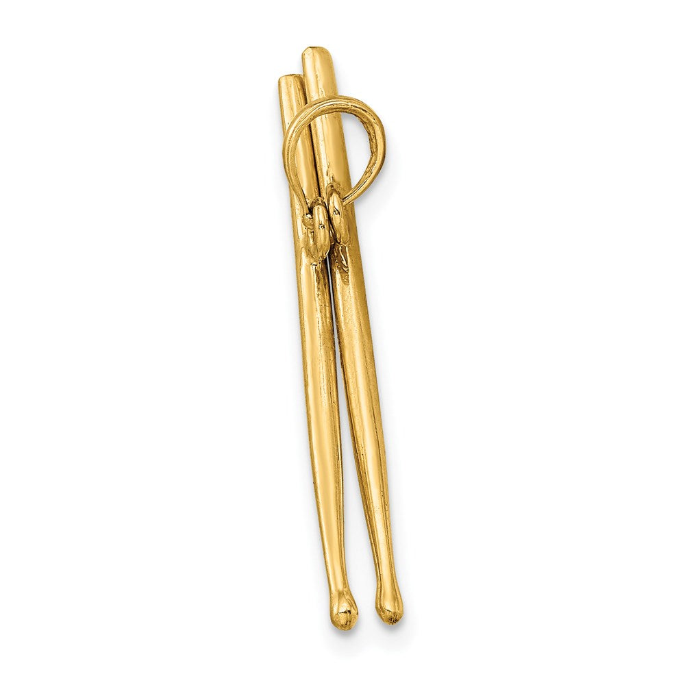 Million Charms 14K Yellow Gold Themed 3-D Moveable Drum Sticks Charm