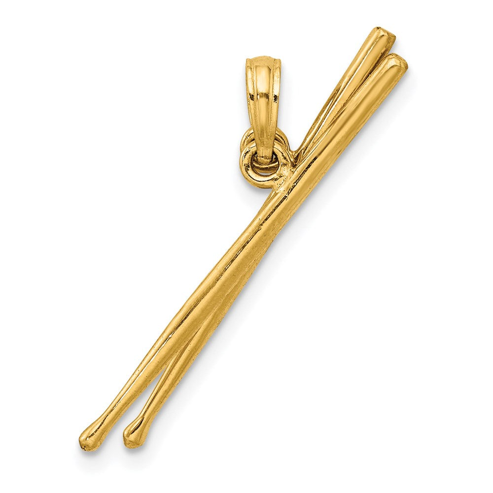 Million Charms 14K Yellow Gold Themed 3-D Moveable Drum Sticks Charm
