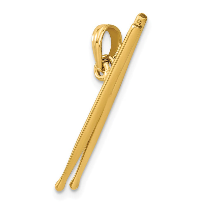 Million Charms 14K Yellow Gold Themed 3-D Moveable Drum Sticks Charm