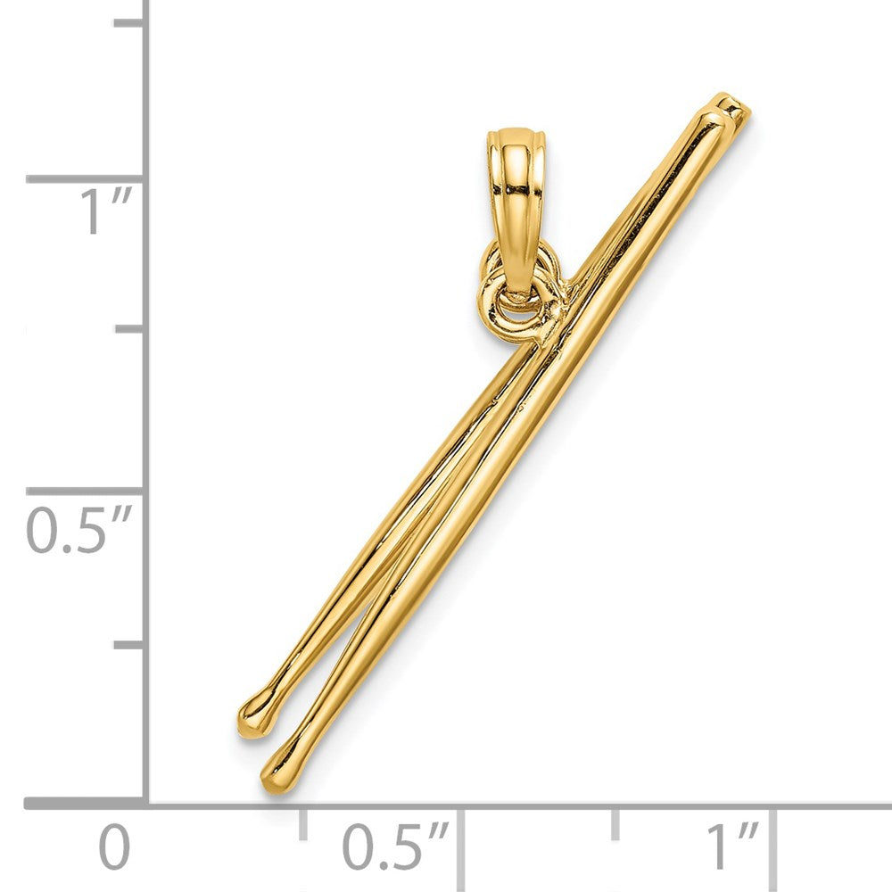 Million Charms 14K Yellow Gold Themed 3-D Moveable Drum Sticks Charm