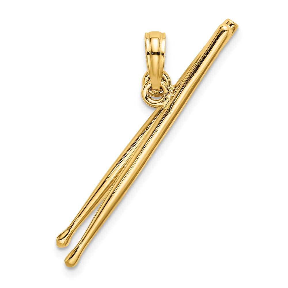 Million Charms 14K Yellow Gold Themed 3-D Moveable Drum Sticks Charm