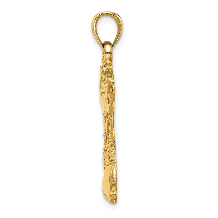 Million Charms 14K Yellow Gold Themed 2-D Cowboy Boot With Spur Charm