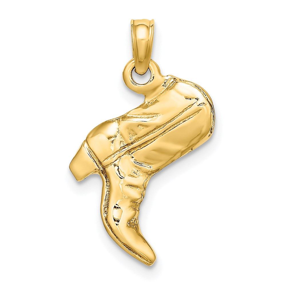 Million Charms 14K Yellow Gold Themed 3-D Cowboy Boot Charm