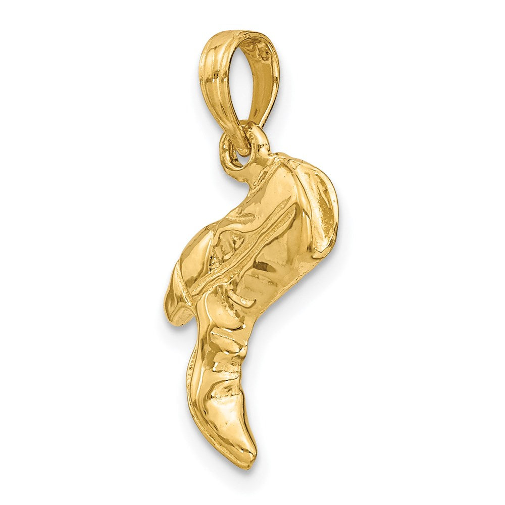 Million Charms 14K Yellow Gold Themed 3-D Cowboy Boot Charm