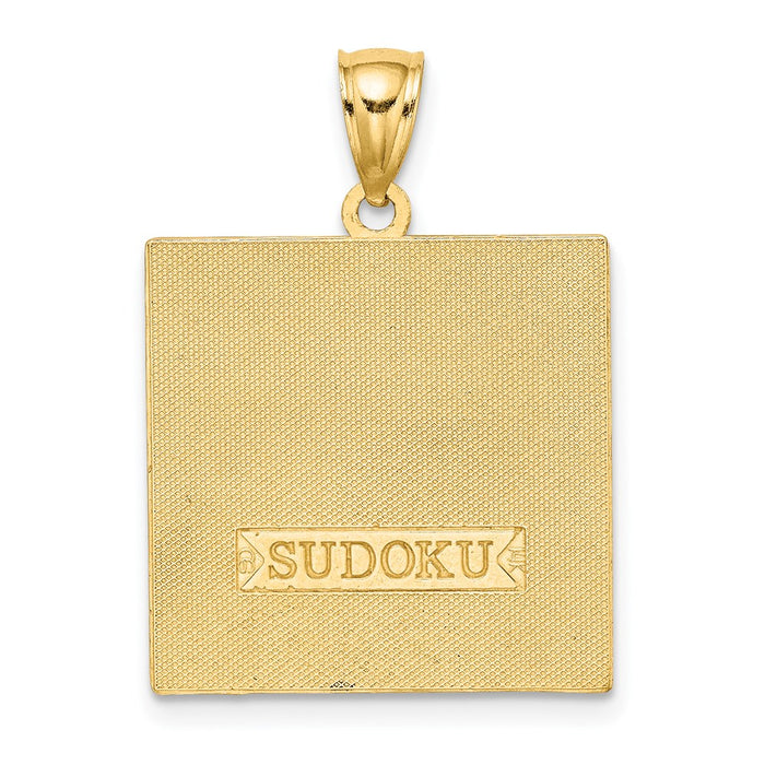 Million Charms 14K Yellow Gold Themed Polished & Antiqued Sudoku Game Board Charm