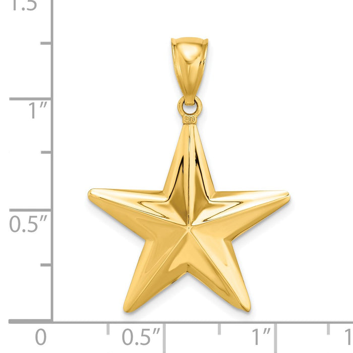 Million Charms 14K Yellow Gold Themed 3-D Nautical Star Charm