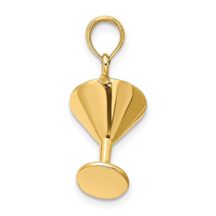 Million Charms 14K Yellow Gold Themed 3-D & Polished Martini Glass Charm