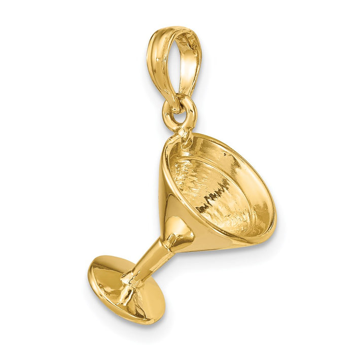 Million Charms 14K Yellow Gold Themed 3-D & Polished Martini Glass Charm