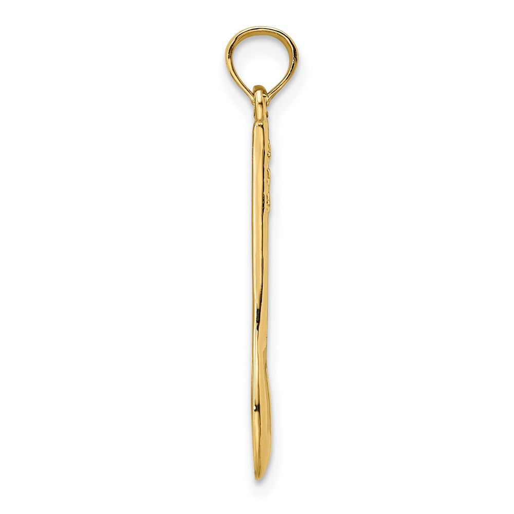 Million Charms 14K Yellow Gold Themed Polished 3-D Wooden Spoon Charm