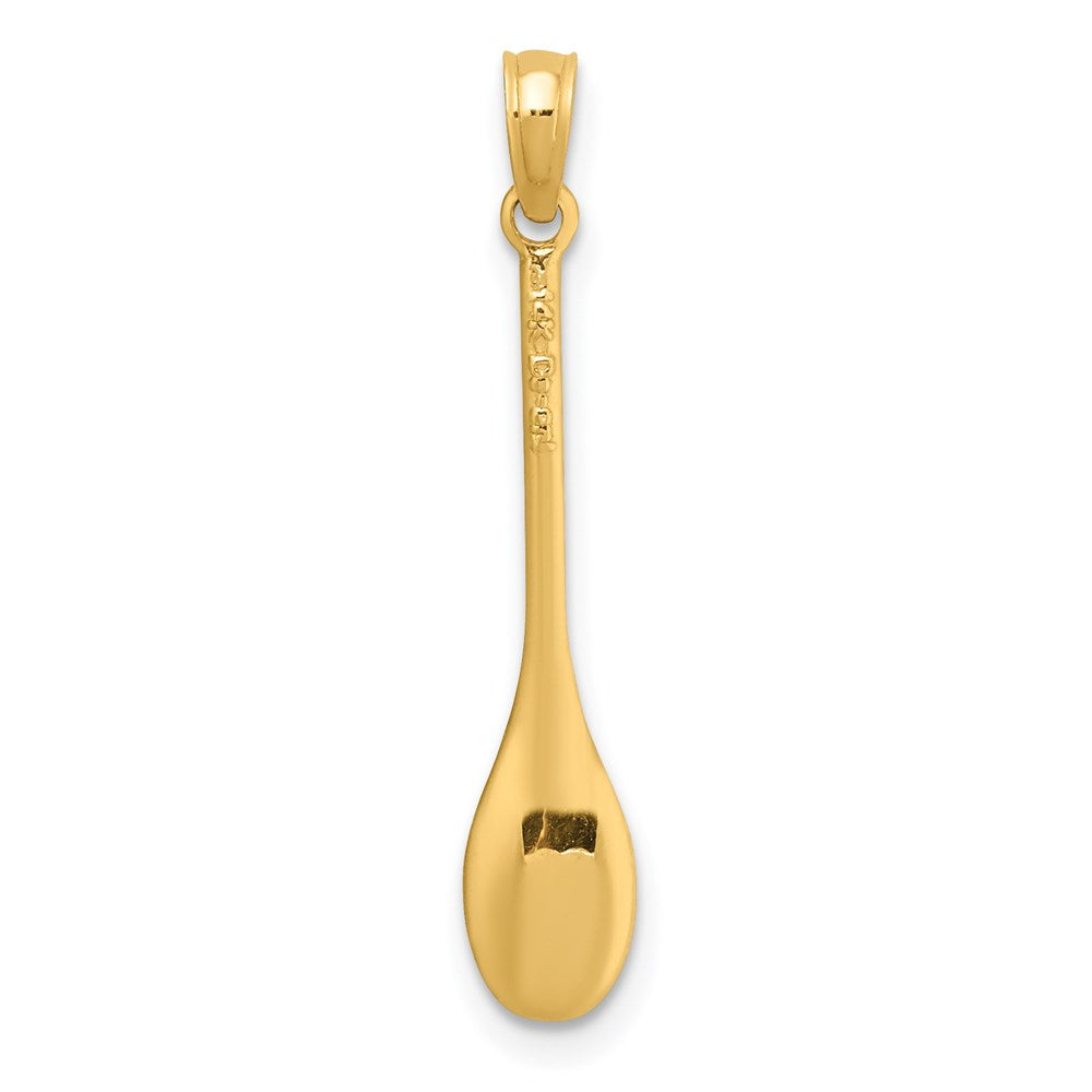 Million Charms 14K Yellow Gold Themed Polished 3-D Wooden Spoon Charm