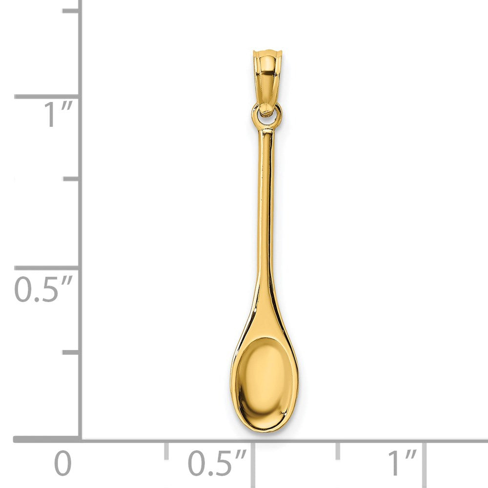 Million Charms 14K Yellow Gold Themed Polished 3-D Wooden Spoon Charm