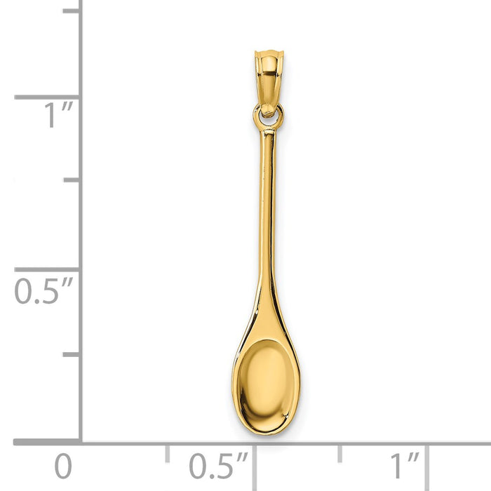 Million Charms 14K Yellow Gold Themed Polished 3-D Wooden Spoon Charm