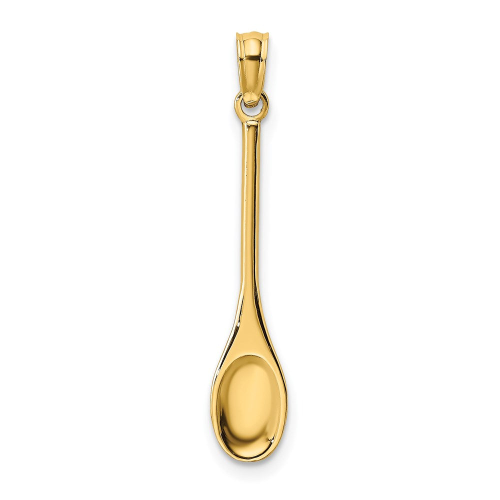 Million Charms 14K Yellow Gold Themed Polished 3-D Wooden Spoon Charm