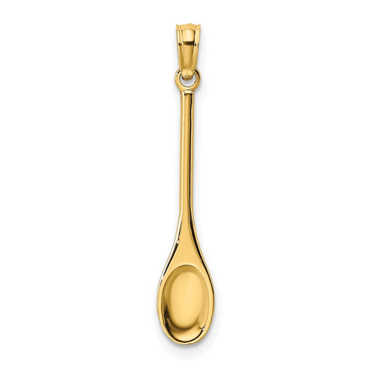 Million Charms 14K Yellow Gold Themed Polished 3-D Wooden Spoon Charm