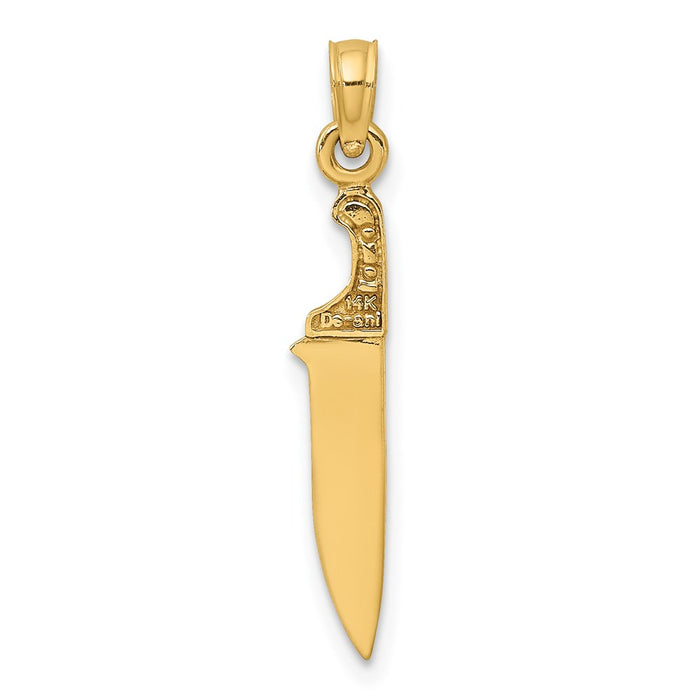 Million Charms 14K Yellow Gold Themed 3-D & Polished Butcher Knife Charm