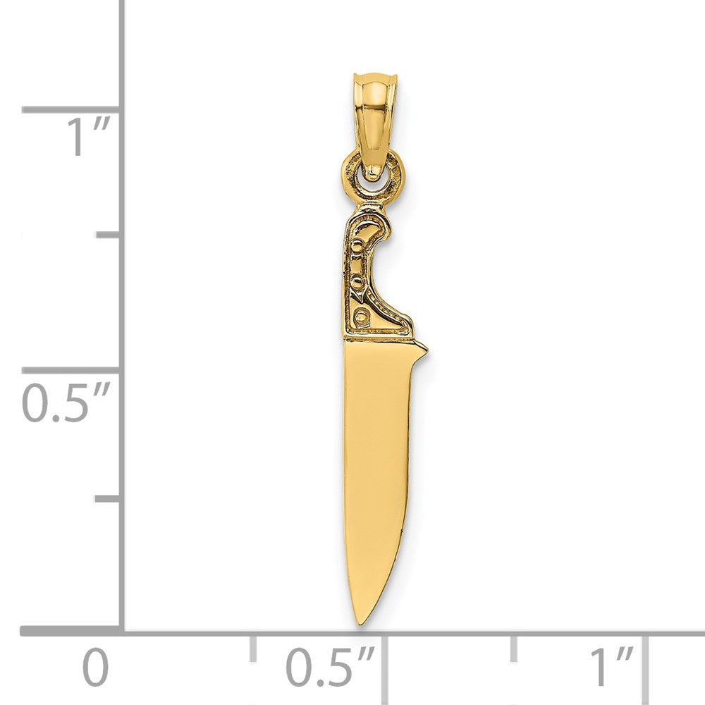 Million Charms 14K Yellow Gold Themed 3-D & Polished Butcher Knife Charm