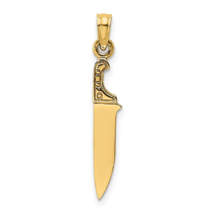 Million Charms 14K Yellow Gold Themed 3-D & Polished Butcher Knife Charm