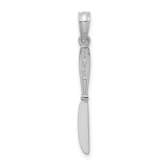 Million Charms 14K White Gold Themed 3-D & Polished Table Knife Charm