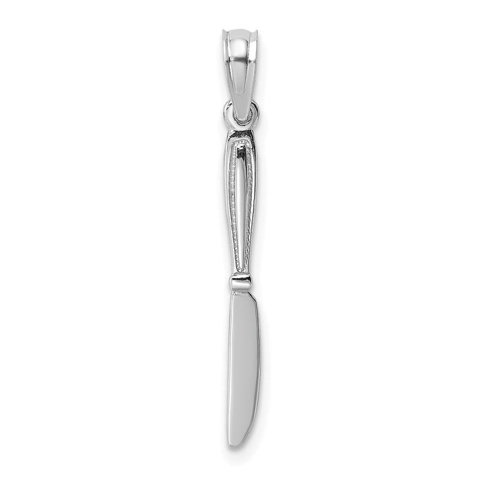 Million Charms 14K White Gold Themed 3-D & Polished Table Knife Charm