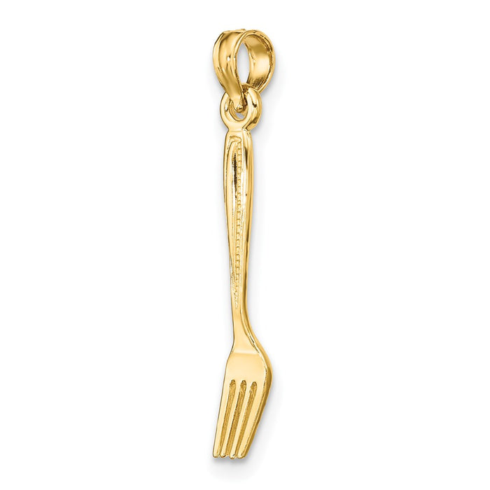 Million Charms 14K Yellow Gold Themed 3-D & Polished Table Fork Charm