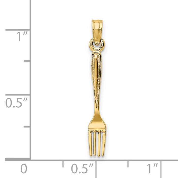 Million Charms 14K Yellow Gold Themed 3-D & Polished Table Fork Charm