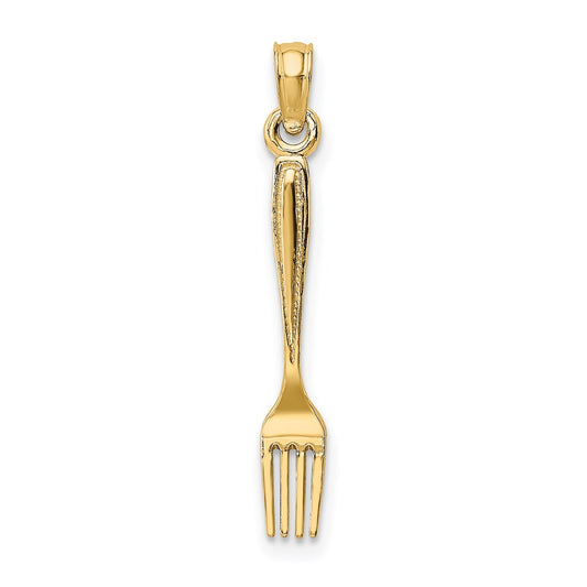 Million Charms 14K Yellow Gold Themed 3-D & Polished Table Fork Charm
