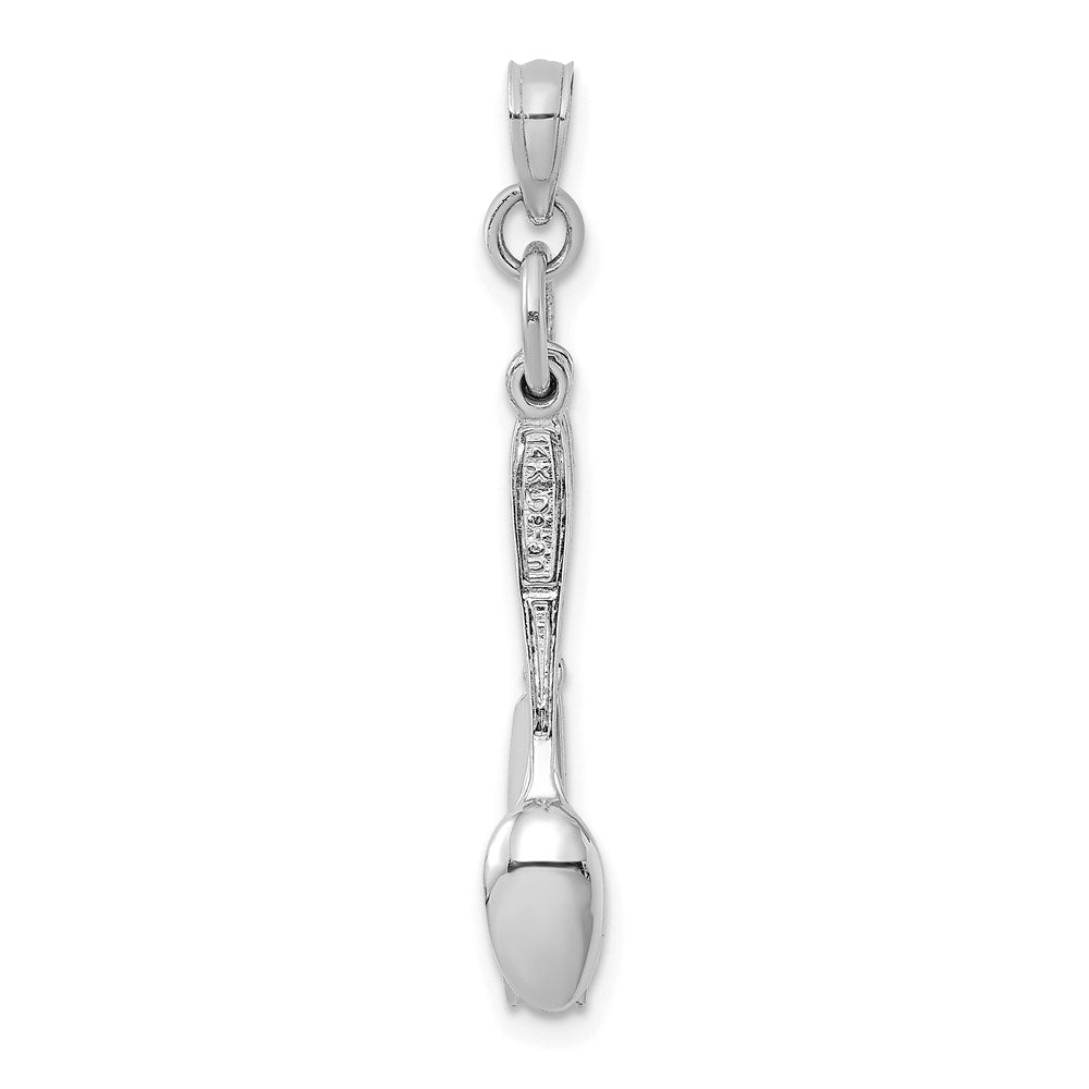 Million Charms 14K White Gold Themed 3-D Moveable Knife, Fork, & Spoon Charm