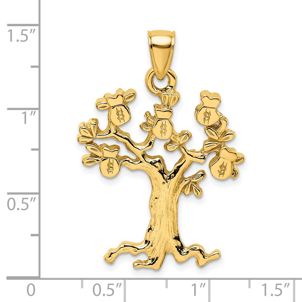 Million Charms 14K Yellow Gold Themed 2-D & Cut-Out Money Tree Charm