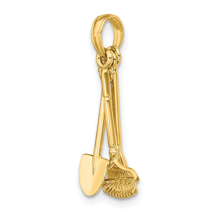 Million Charms 14K Yellow Gold Themed 3-D Moveable Garden Tool Collection Charm