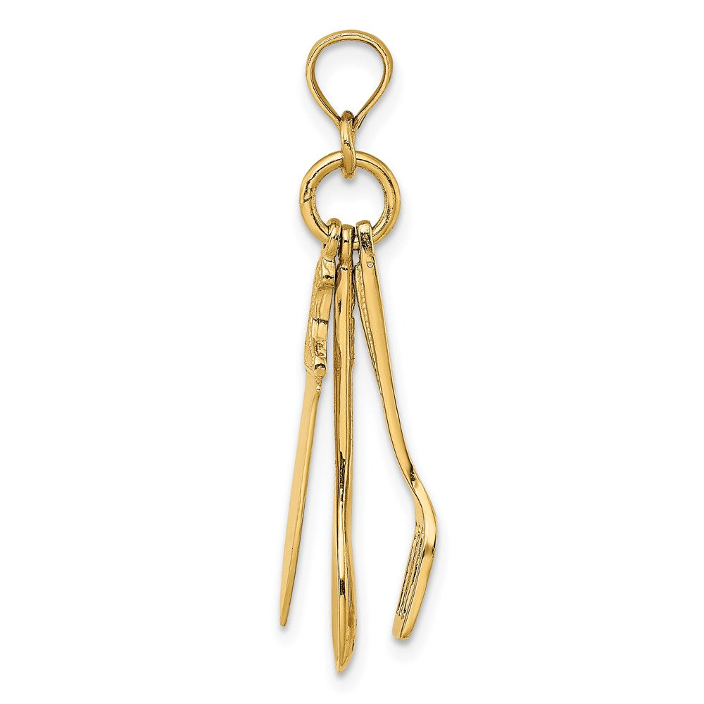 Million Charms 14K Yellow Gold Themed 3-D Moveable Spatula, Spoon, & Knife Charm