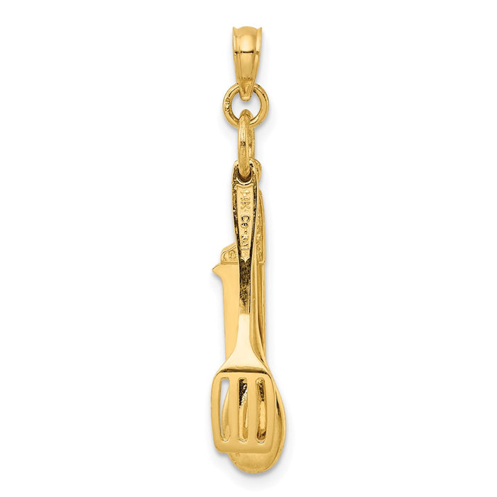 Million Charms 14K Yellow Gold Themed 3-D Moveable Spatula, Spoon, & Knife Charm