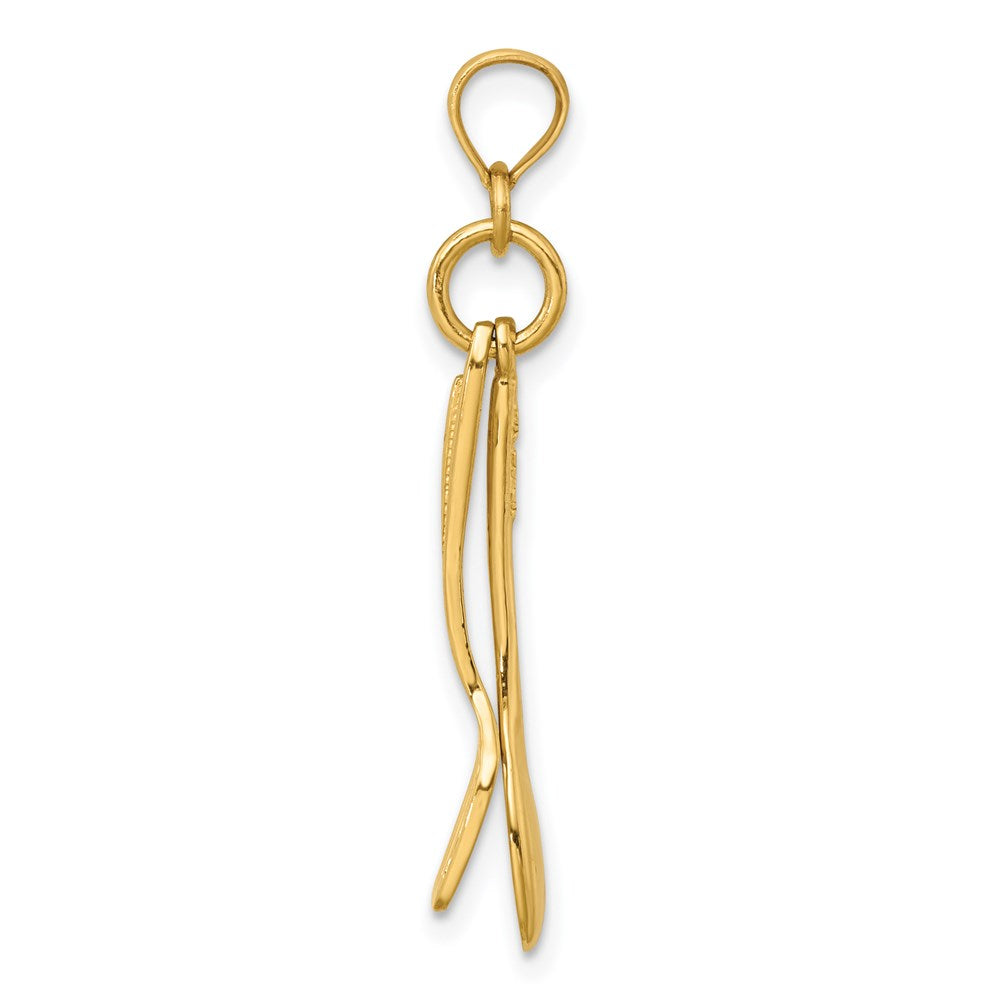 Million Charms 14K Yellow Gold Themed 3-D Moveable Wooden Spoon & Spatula Charm
