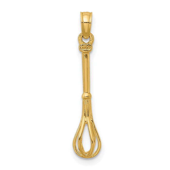 Million Charms 14K Yellow Gold Themed 3-D & Polished Whisk Charm