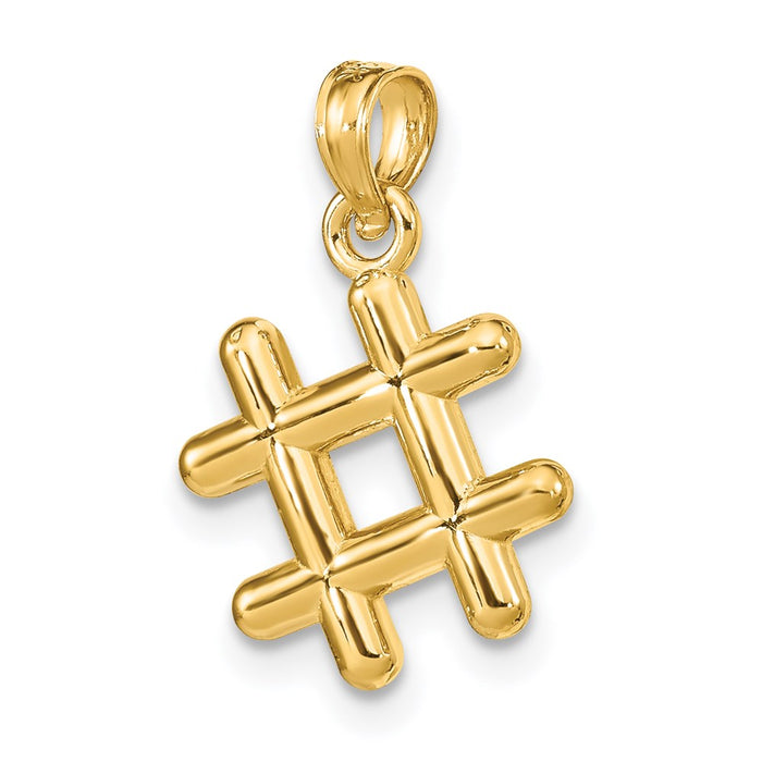 Million Charms 14K Yellow Gold Themed 3-D # Hashtag Charm