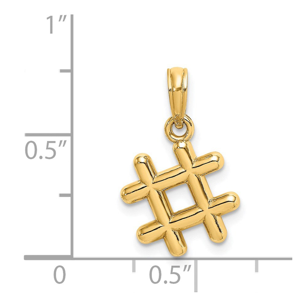 Million Charms 14K Yellow Gold Themed 3-D # Hashtag Charm
