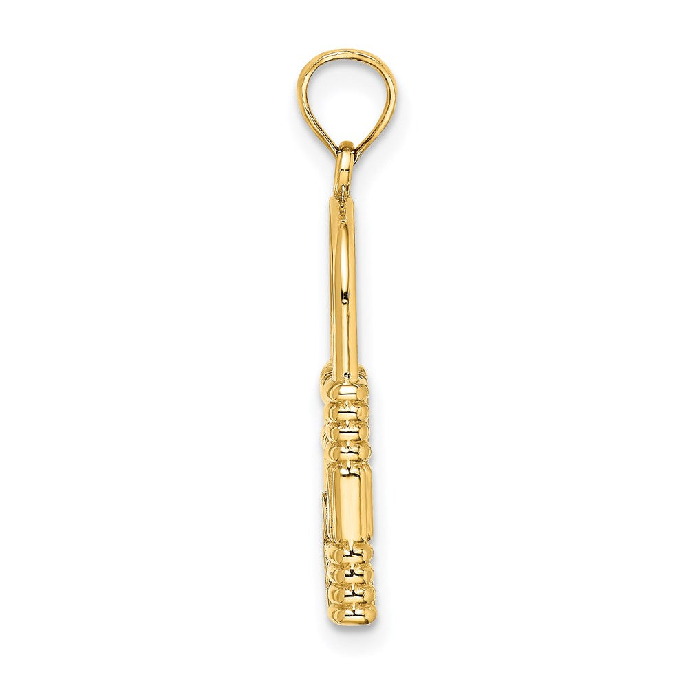 Million Charms 14K Yellow Gold Themed 3-D Padlock With Key Hole Charm