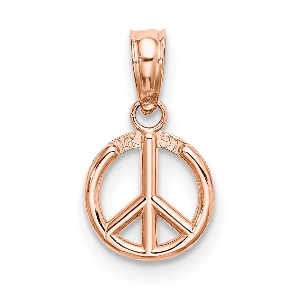 Million Charms 14K White Gold Themed 3-D Peace Symbol Charm