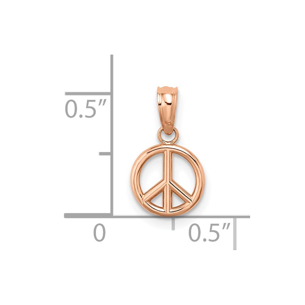 Million Charms 14K White Gold Themed 3-D Peace Symbol Charm