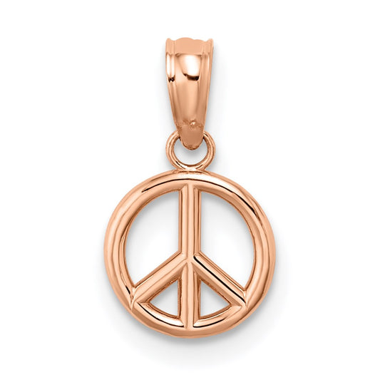 Million Charms 14K White Gold Themed 3-D Peace Symbol Charm