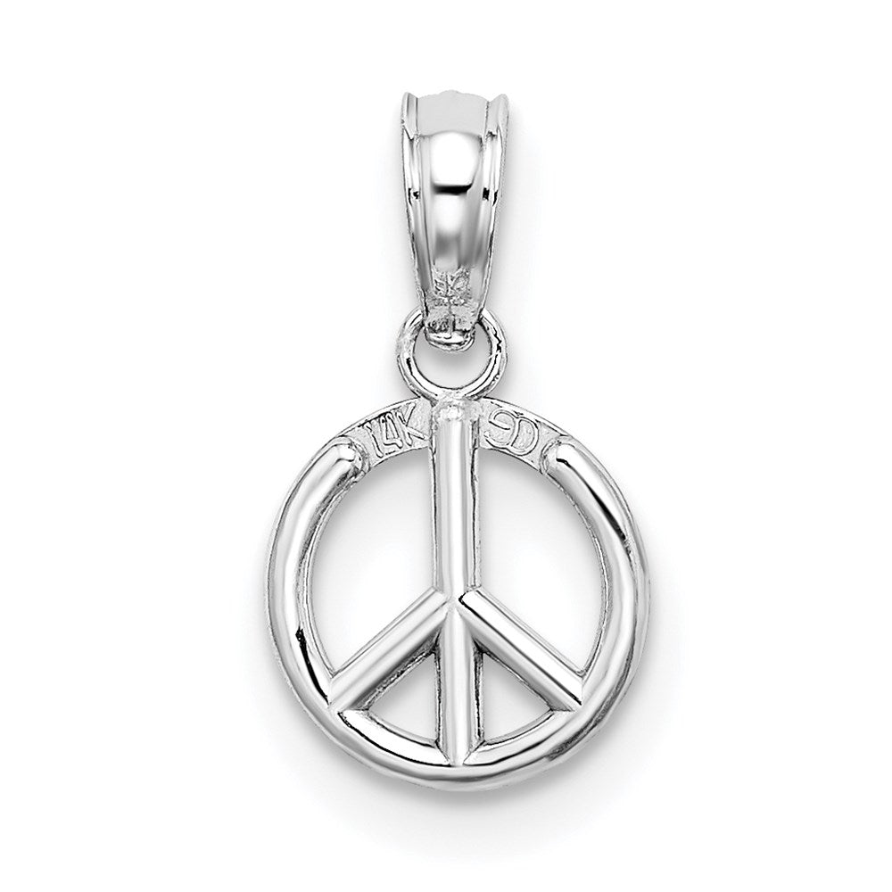 Million Charms 14K White Gold Themed 3-D Peace Symbol Charm